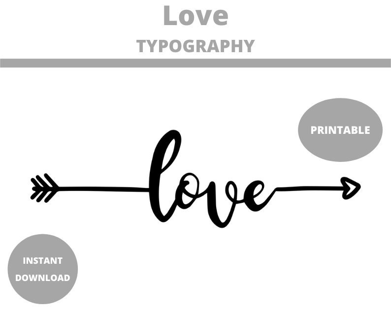 Love Word Art Prints Printable Typography Etsy
