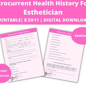 Esthetician Microcurrent Health History Form : Aesthetician, Esthiology, Master Esthetician