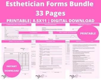 Esthetician Forms Bundle : Aesthetician, Esthiology, Master Esthetician