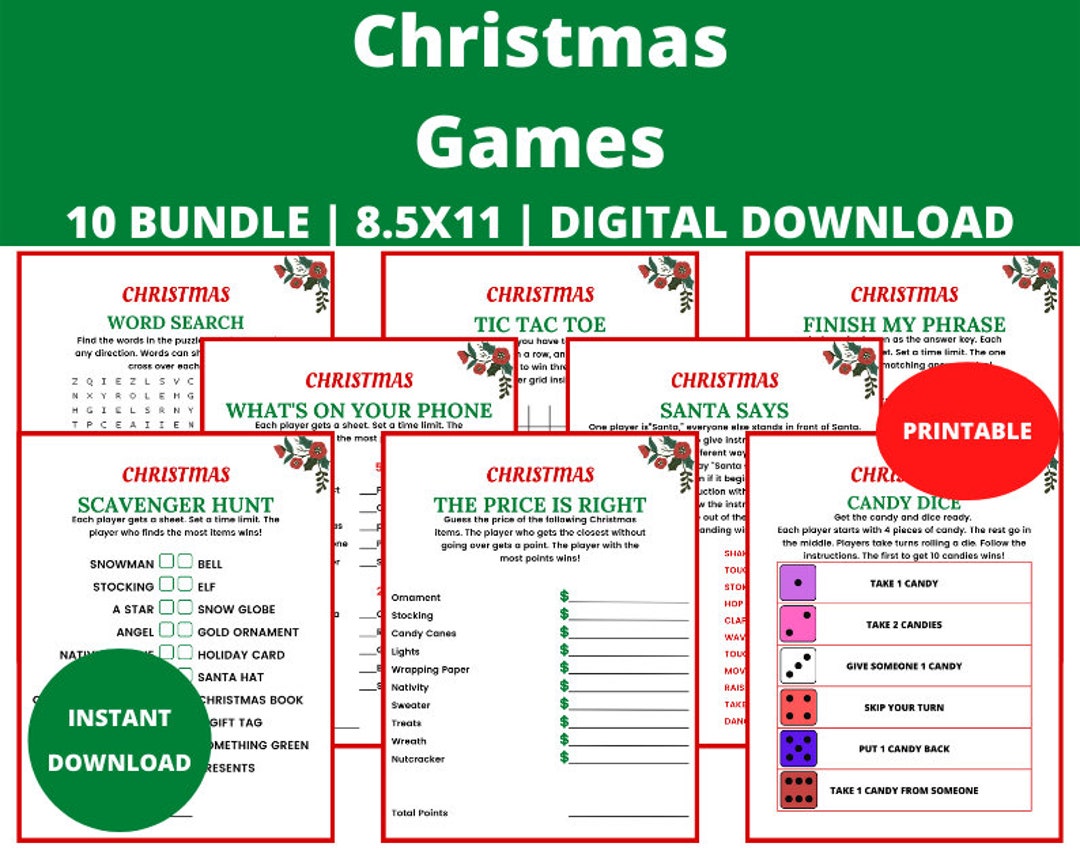 Christmas Games : Printable, for Adults and Children, the Price is ...