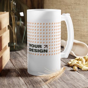 Custom Frosted Glass Beer Mug: Full Wraparound Print