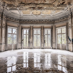 Customizable photograph of abandoned castle in France, in urbex art print in limited edition of 30 copies, &quot;Mirror&quot;