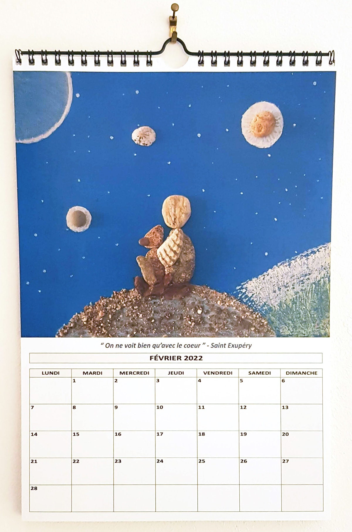 Calendrier Mural 2022 - Format A4 Tableaux Uniques et Spirituels Inclus Janvier 2023