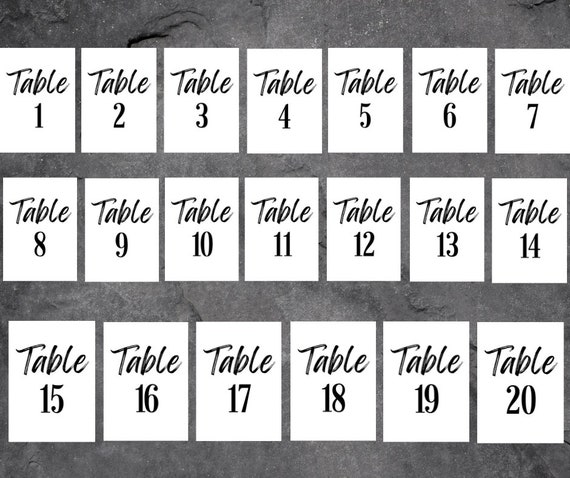 Printable Table Numbers 1 20 Table Numbers 1 30 | Autumn Wedding