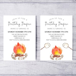 Editable Bonfire Birthday Party Invitation Template image 3