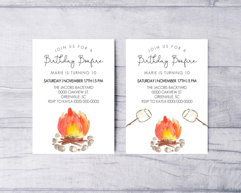 Editable Bonfire Birthday Party Invitation Template image 3