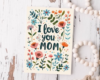 Plantilla imprimible de tarjeta del Día de la Madre, Feliz Día de la Madre, Floral, Descarga Instantánea