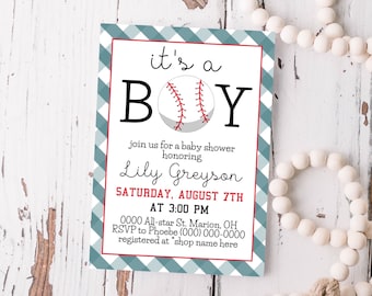 Editable Baseball Baby Shower Invitation | printable template, digital download