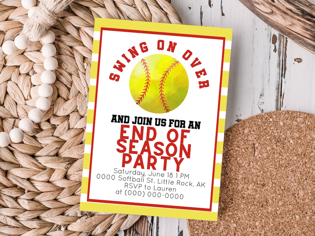 Editable Softball Invitation | End of Season Party, Softball Party ...