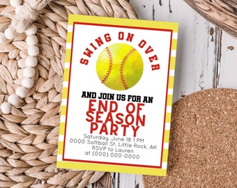 Editable Softball End of Season Party Invitation Template
