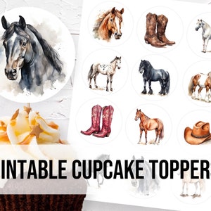 Horse Cupcake Toppers | Digital Download, Printable, Horse Birthday - Etsy