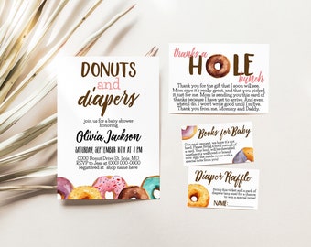 Donuts and Diapers Baby Shower Invitation, Editable - Etsy