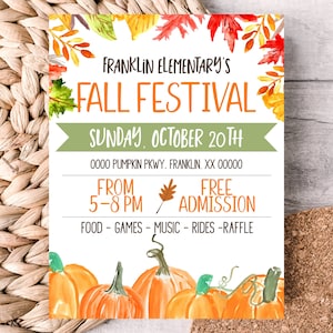 Editable Fall Festival Flyer Template, Printable Harvest Fest Invite