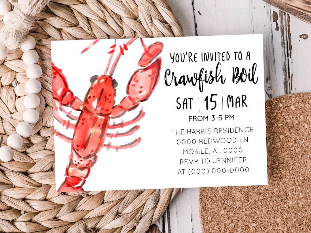 Crawfish Boil Invitation Template Editable Seafood Boil Party Invite