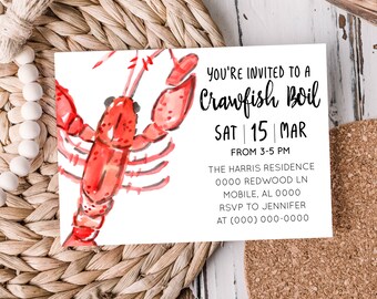 Crawfish Boil Invitation Template Editable Seafood Boil Party Invite Digital Download Corjl