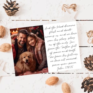 Christian Christmas Photo Card Template: Editable Bible Verse Holiday Greeting