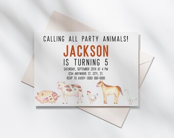 Editable Farm Birthday Party Invitation Template