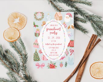 Editable Friendmas Christmas Party Invitation Template
