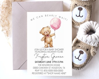 Editable Bear Baby Shower Invitation Template | digital download, printable invitation