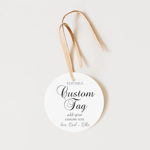 Editable Tag Template | round tag, custom tags, printable template, digital download, instant download