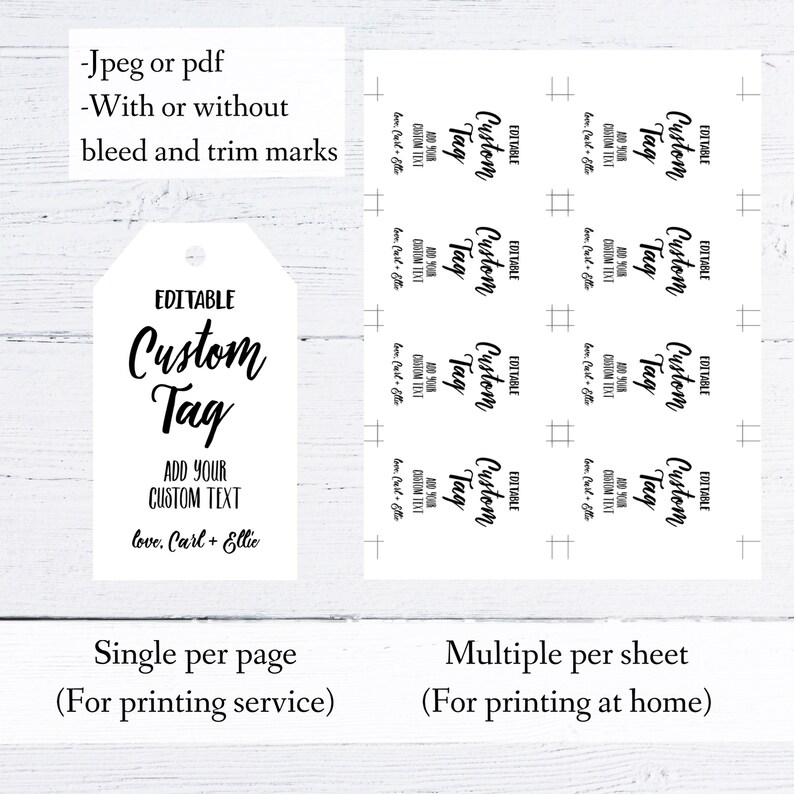 Editable Tag Template Custom Tags Printable Template Etsy
