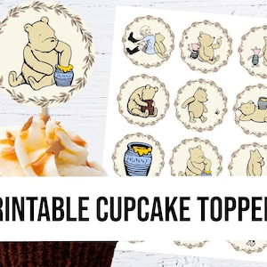 Winnie the Pooh Cupcake Toppers | digital download, printable, baby shower, birthday