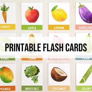 Cartes flash imprimables sur les fruits et légumes