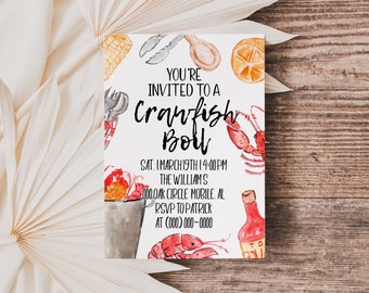 Editable Crawfish Boil Invitation | seafood boil, low country boil, digital download, instant download, printable template