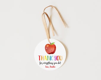 Editable Teacher Appreciation Tag Template | round tags, printable, digital download
