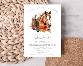 Editable Horse Birthday Party Invitation Template