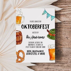 Oktoberfest Invitation Template, Editable Beer Festival Party Invite, Corjl Printable Download