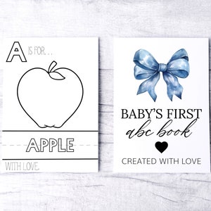 Printable ABC Coloring Book: Blue Bow Boy Baby Shower Game