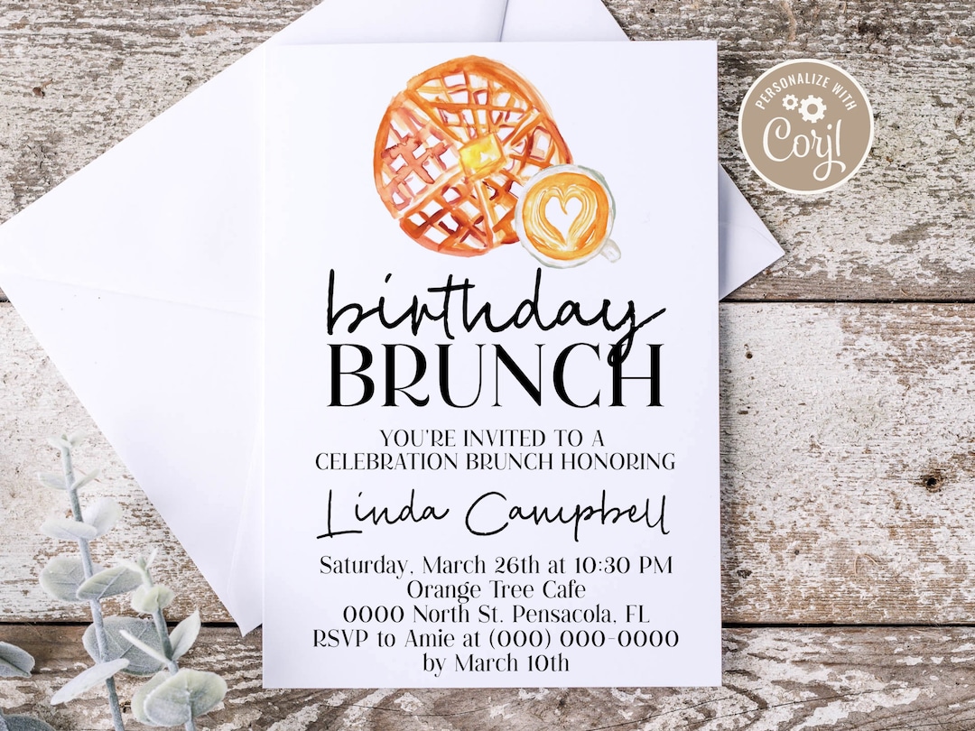 Editable Brunch Invitation Birthday Brunch, Birthday Invitation ...