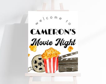 Editable Movie Party Signs Decoration | Movie Night Home Theater ...