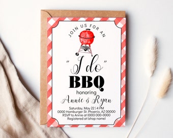 編集可能な「I Do BBQ カップルシャワー招待状テンプレート」