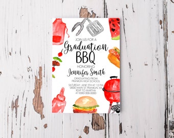 Editable Graduation BBQ Invitation Template