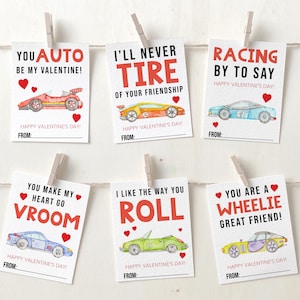 Afdrukbare valentijnskaarten raceauto voor kinderen