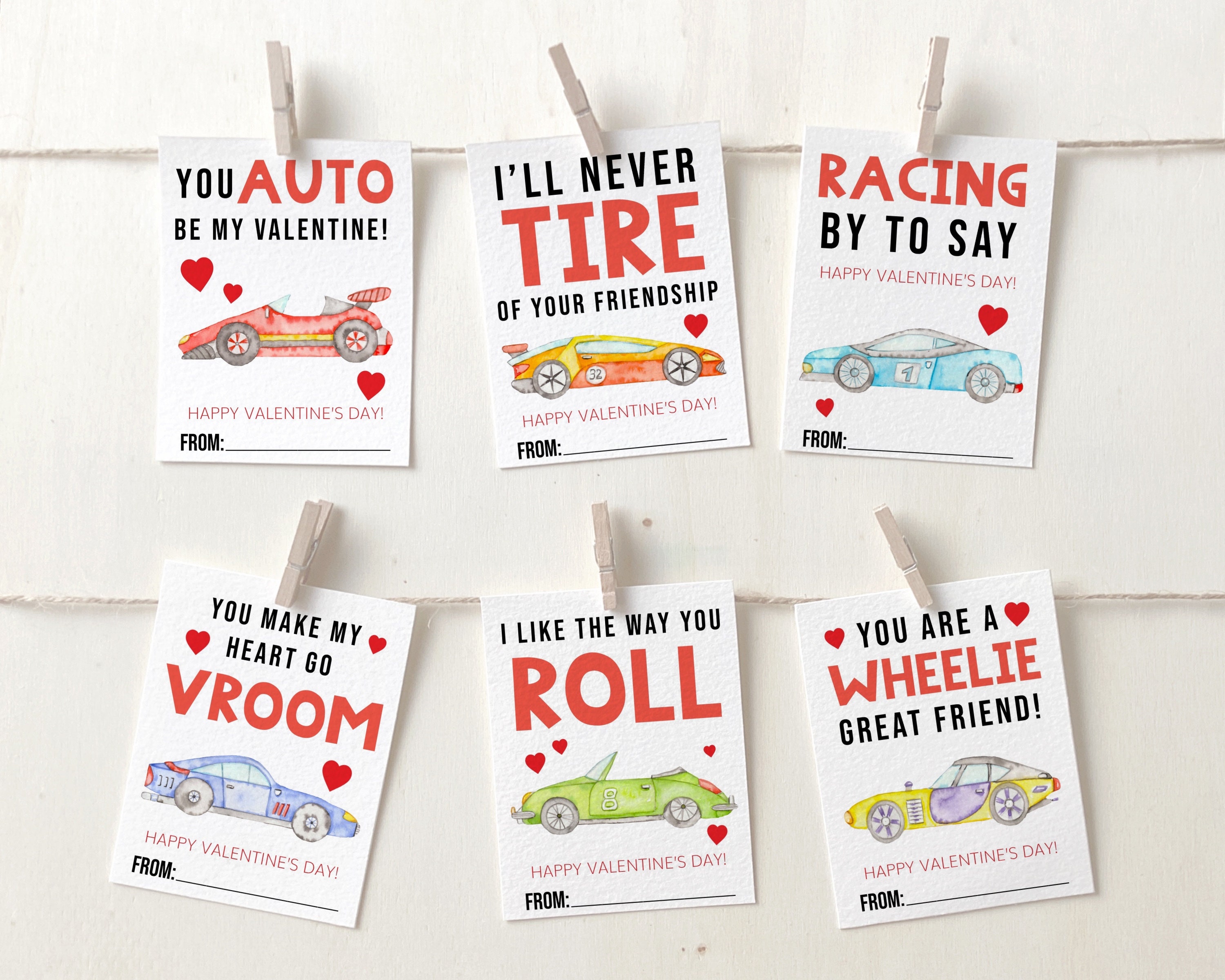 Printable Race Car Kid’s Valentines Cards - Etsy