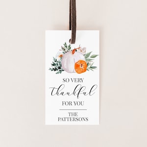 Thanksgiving Gift Tag Template, So Very Thankful for You, Editable Corjl Pumpkin Favor Tag, Printable Fall Tag Download