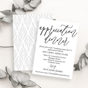 Editable Appreciation Dinner Invitation Template Digital Download