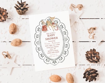 Editable Winter Woodland Baby Shower Invitation Template