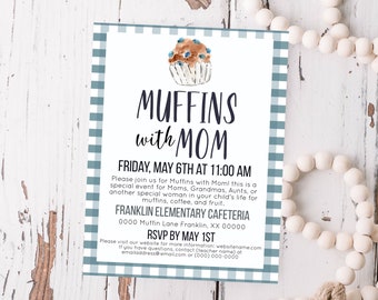 Editable Muffins with Mom Flyer Template | Mother’s Day, digital download, printable