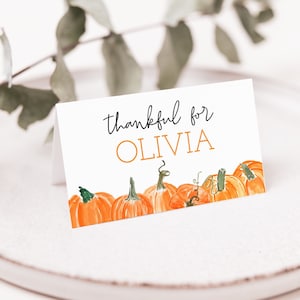 Thanksgiving Place Card Template, Thankful for You Editable Corjl Card, Printable Fall Table Decor