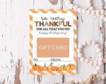 Printable Thanksgiving Gift Card Holder, Thankful For You