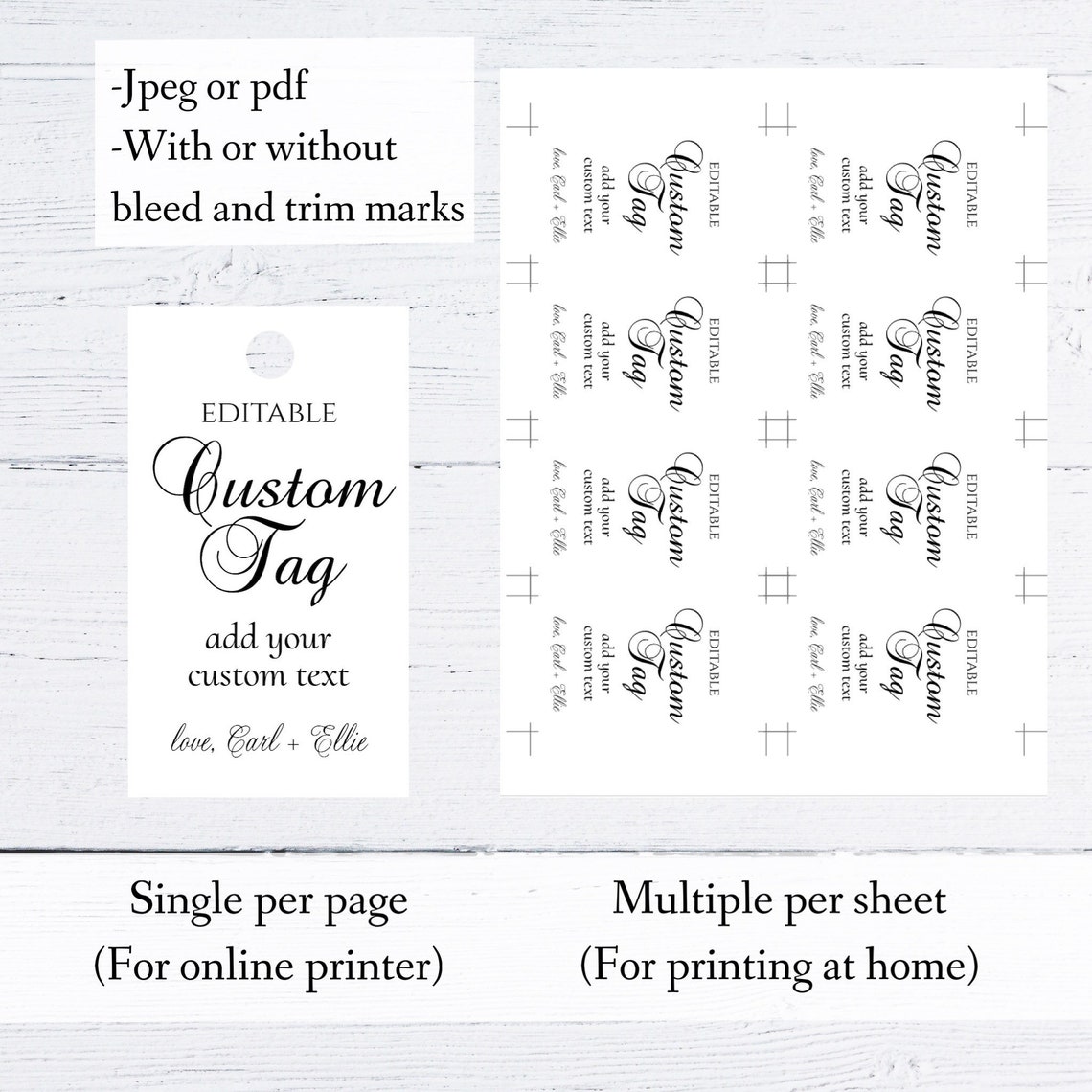 Editable Tag Template Custom Tags Printable Template - Etsy