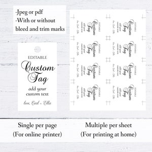 Editable Tag Template | Custom Tags, Printable Template, Digital ...