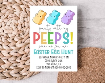 Editable Party With My Peeps Easter Invitation Template