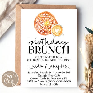 Editable Brunch Invitation Birthday Brunch, Birthday Invitation ...