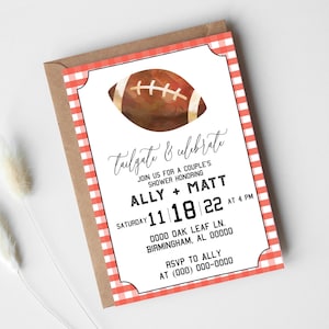 Tailgate and Celebrate Couples Shower Invitation, Editable Football Party Template, Corjl Printable Download