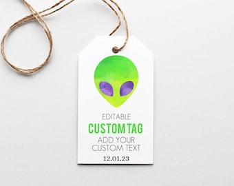 Plantilla de etiqueta de extraterrestre editable